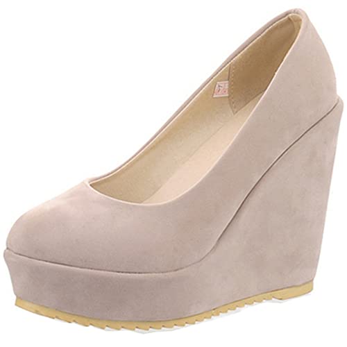 Cocey Damen Pumps Keilabsatz Fashion Absatz Schuhe (Beige, 39 EU) von Cocey