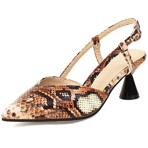 Cocey Damen-Pumps mit Mittelhohem Absatz Slingback-Sandalen mit Geschlossener Spitze (Leopard,40) von Cocey