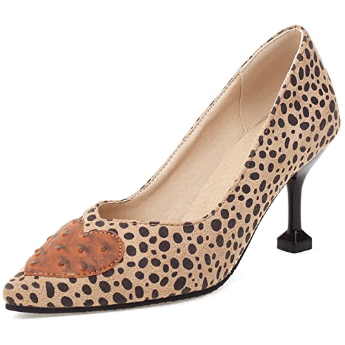 Cocey Damen Pumps zum Hineinschlüpfen und mit Spitzer Zehenpartie und Dünnem Absatz (Leopard,43) von Cocey