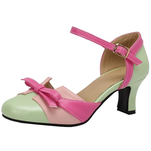 Cocey Damen Sandalen mit Rundem Zehenblock und Schleifen (Grün,41) von Cocey