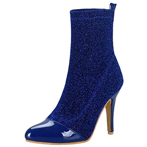 Cocey Damen Sexy Kurzschaft Stiefel mit Stiletto Absatz (Blau, 43 EU) von Cocey