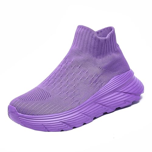 Cocey Damen Slip On Dämpfung Wanderschuhe Herren Turnschuhe Leichte Laufschuhe (Lila,45) von Cocey