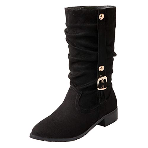 Cocey Damen Slouch Boots mit Flachem Absatz und Modisch Spitzer Zehenpartie (Schwarz, 50 EU) von Cocey