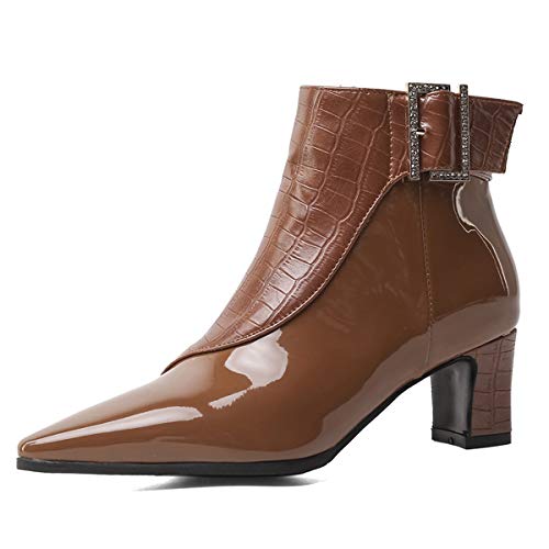 Cocey Damen Stiefel mit Mittlerem Absatz und Spitzem Zeh (Braun, 35EU) von Cocey
