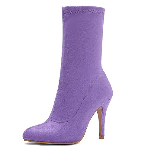 Cocey Damen Stretchstiefel mit Stiletto und 7 Farben (Helles Lila, 38EU) von Cocey