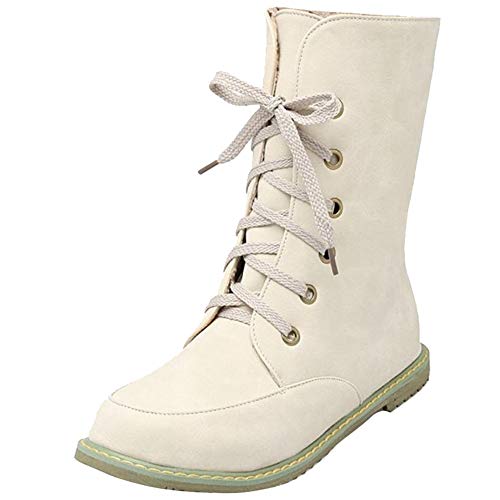 Cocey Damen Winter Stiefeletten Flach Gemütlich Schuhe (Beige, 46 EU) von Cocey
