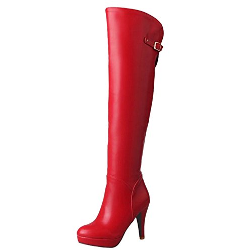 Cocey Damen über Knie Hoch Stiefel (Rot, 39 EU) von Cocey
