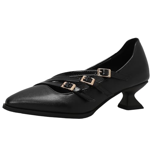 Cocey Damenschuhe mit Spitzer Zehenpartie Bequeme Pumps mit Blockabsatz (Schwarz,43) von Cocey