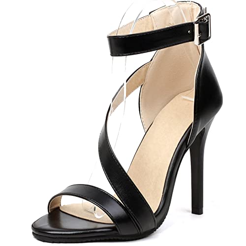 Cocey Elegante Damen-Sandalen mit Super-Stiletto-Absatz und Knöchelschnalle (Schwarz,33) von Cocey