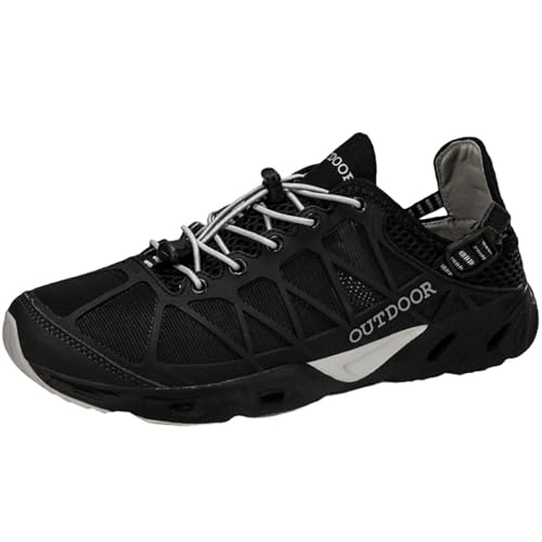 Cocey Paar-Set Outdoor Wasserschuhe - Drain Mesh Schuhe (Schwarz Grau, 39 EU) von Cocey