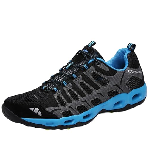 Cocey Unisex Sommer Wanderschuhe: Drainage Mesh Schuhe (Schwarz Blau, 41 EU) von Cocey