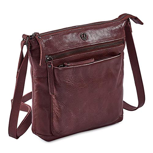Cochoa Frauen Damen Vintage Echtes Leder Kleine Umhängetasche Ledertasche Handtasche (Burgundy, 9 "x 9" x 1,5 ") von Cochoa