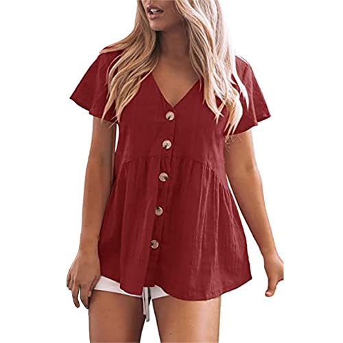 Angebot des Tages Blitzangebot Shirts & Blusen Für Baby-Mädchen Rotes T-Shirt Für Damen Damen Oberteile Elegant Sommer Rot Weiss Ringelshirt Spaghetti Top Damen Schwarz Damenmode Sale Marken Elegant von Cocila