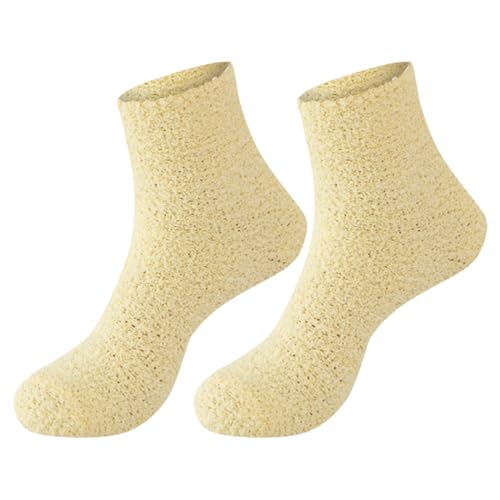 Cocila Arbeitssocken Herren Damen Flauschige Gemütliche Slipper-Socken Für Warme Weiche Winter-Plüsch-Schlafsocken Kleidung Mädchen Socken 38 Schwarz Strümpfe 35-38 Gelb Einheitsgröße Schwarze von Cocila