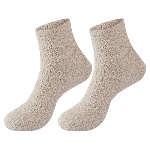 Cocila Arbeitssocken Herren Damen Flauschige Gemütliche Slipper-Socken Für Warme Weiche Winter-Plüsch-Schlafsocken Kleidung Mädchen Socken Frauen 39-42 Hoch Weiß Weiße Lang Khaki Einheitsgröße von Cocila