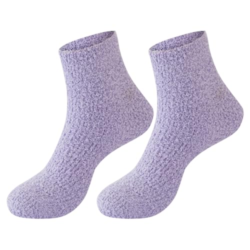 Cocila Arbeitssocken Herren Damen Flauschige Gemütliche Slipper-Socken Für Warme Weiche Winter-Plüsch-Schlafsocken Kleidung Mädchen Socken Schwarze 39-42 Weiß Lang Lila Einheitsgröße Weiße 35-38 von Cocila