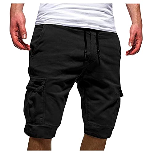 Cocila Cargo Kurze Hosen Herren Einfarbig Chino Jeans Bermuda Shorts Outdoor Taschen Gerade Tooling Shorts Sommer Freizeit Baggy Cargohose Streetwear von Cocila