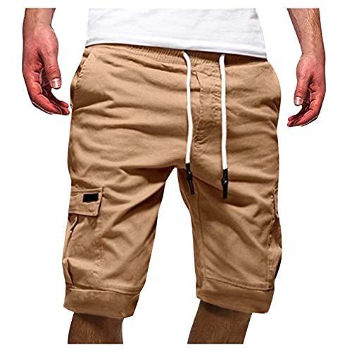 Cocila Cargo Kurze Hosen Herren Einfarbig Chino Jeans Bermuda Shorts Outdoor Taschen Gerade Tooling Shorts Sommer Freizeit Baggy Cargohose Streetwear von Cocila