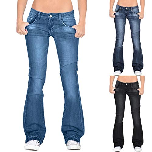 Cocila Damen Low Waist Wide Leg Jeans Bootcut Jeans mit Weitem Bein Vintage Denim Super Pflegeleicht Hose mit Taschen Trendige Streetwear von Cocila