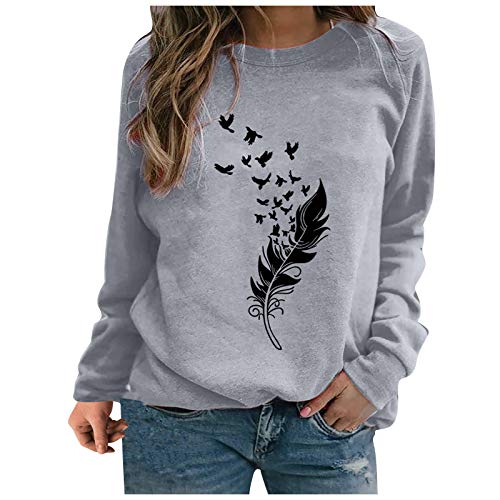 Cocila Damen Pullover Lässige Longshirt Große Größen Sport Tops Elegant Bluse Locker Langarmshirt Tunika Lang T Shirt Bequeme Sexy Oberteile Teenager Mädchen Top von Cocila