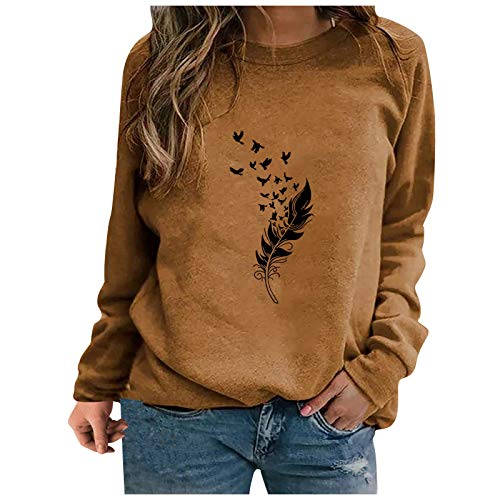 Cocila Damen Pullover Lässige Longshirt Große Größen Sport Tops Elegant Bluse Locker Langarmshirt Tunika Lang T Shirt Bequeme Sexy Oberteile Teenager Mädchen Top von Cocila