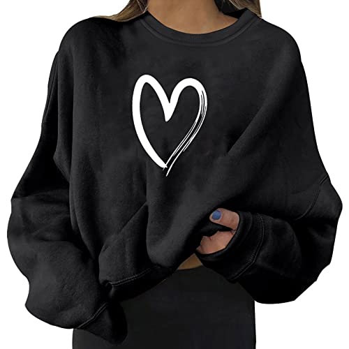 Cocila Damen Sweatshirt Vintage Langarm Rundhals Pullover Bauchfrei Warm Pulli Oversized Casual Bequem Lässig Tunika Einfarbig Langarmshirts Herbst Winter Bluse Tops Bedruckte Oberteil von Cocila