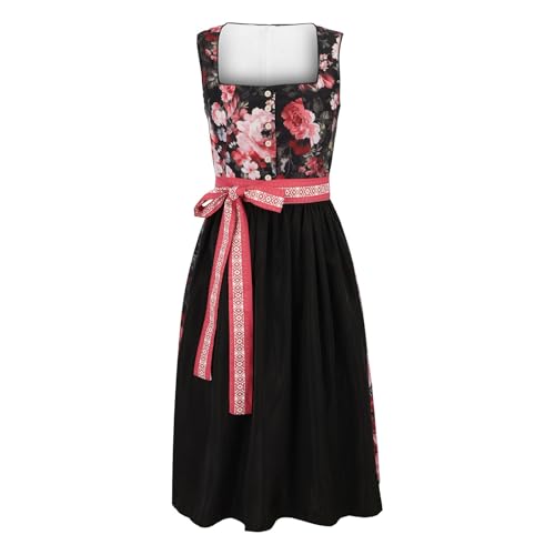 Cocila Dirndl Damen Midi Trachtenrock Samt Trachtenkleid Elegant Dirndlkleid Retro Trachtenmode Oktoberfest Outfit Festlich Dirndelkleider Lang Maxikleider für Bayrische Tracht von Cocila