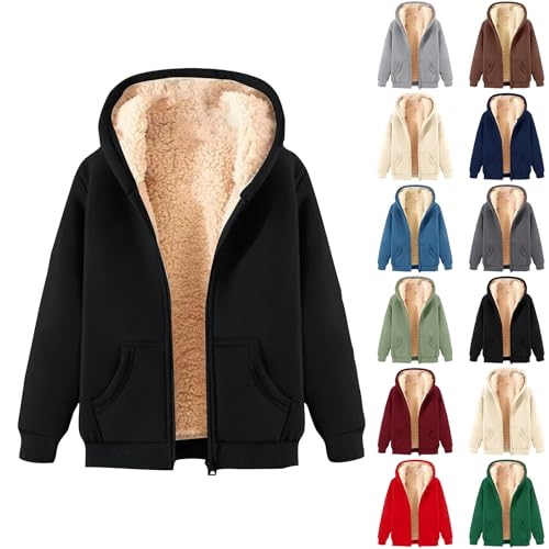 Cocila Fleecejacke Damen Sweatjacke Damen mit Kapuze Zipper Hoodie Kapuzenjacke Fleece Kapuzenpullover mit durchgehendem Reißverschluss Fleecepullover Winterjacke von Cocila