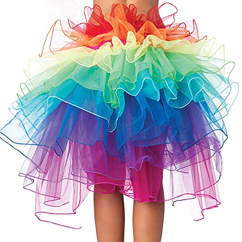 Cocila Frauen Tutu niedlichen Tüll niedlichen Regenbogen Farbe Ballkleid Mode Party Rock, Damen Cosplay Tanz Rock Bühnenrock von Cocila