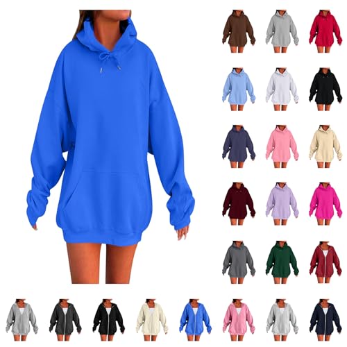 Cocila Hoodie Damen Einfarbig Basic Frauen Kapuzenpullover Weicher Baumwolle Sweatshirt Oversized Casual Langarm Pullover Eleganter Modischer Kapuzenpulli für Lounge und Freizeit von Cocila