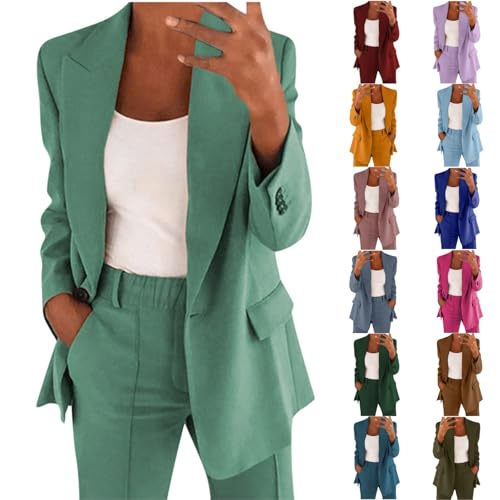 Cocila Hosenanzüge für Damen Elegant Blazer Anzug Set Einfarbig Langarm Streetwear Zweiteilig Hosenanzug Business Modern Anzughose Revers Slim Fit Sportlich Büro Outfit Sommer Freizeitanzug Cocila Hosenanzüge für Damen Elegant Blazer Anzug Set Einfarbig Langarm Streetwear Zweiteilig Hosenanzug Business Modern Anzughose Revers Slim Fit Sportlich Büro Outfit Sommer Freizeitanzug von Cocila
