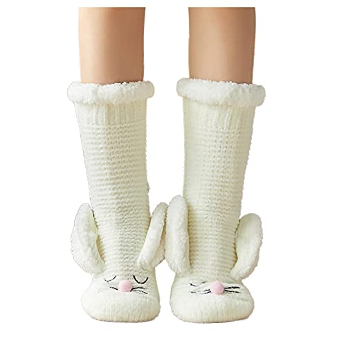 Cocila Kuschelsocken Damen Herren Frauen Warme Flauschige Socken Winter Verdickte Schlafsocken Hausschuhe Niedliche -Socken Weiße 43 (White, One Size) Tennissocken 43-46 Schwarz 39-42 Lang Lange von Cocila