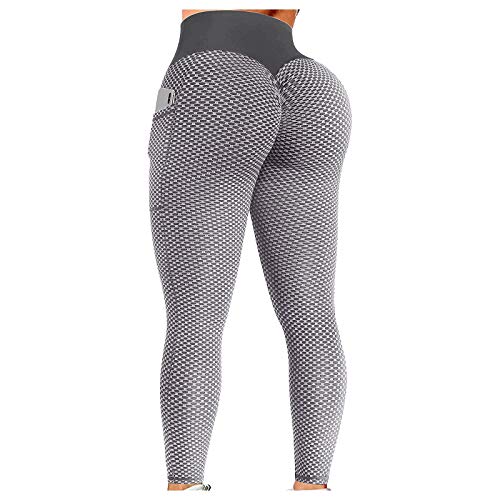 Cocila Leggings Damen High Waist Sporthose Anti Cellulite Laufhose Tik Tok Leggings Yogahose Honeycomb Blickdicht Boom Booty Leggings mit Taschen Jogginghosen Yoga-Hose Laufhose von Cocila