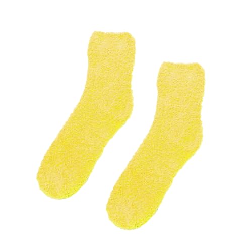 Cocila Lustige Socken Flauschige Gemütliche Slipper-Socken Für Damen Warme Weiche Winter-Plüsch-Schlafsocken Mit Der Roten Nase 38 Weiße Lang Tennissocken Herren Gelb Einheitsgröße 39-42 Schwarz von Cocila