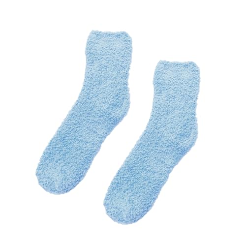 Cocila Lustige Socken Flauschige Gemütliche Slipper-Socken Für Damen Warme Weiche Winter-Plüsch-Schlafsocken Mit Der Roten Nase Baumwoll Baumwolle 35-38 Himmelblau Einheitsgröße Frauen 39-42 von Cocila