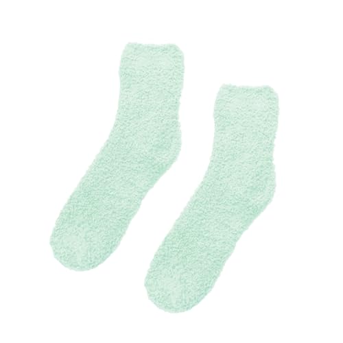Cocila Lustige Socken Flauschige Gemütliche Slipper-Socken Für Damen Warme Weiche Winter-Plüsch-Schlafsocken Mit Der Roten Nase Herren Sportsocken 43-46 Hohe Weiße Grün Einheitsgröße Lang von Cocila