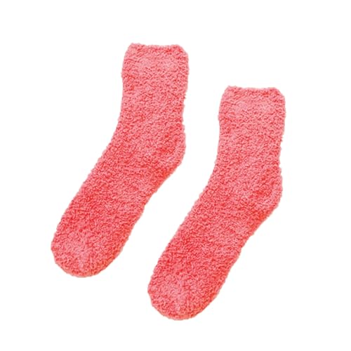 Cocila Lustige Socken Flauschige Gemütliche Slipper-Socken Für Damen Warme Weiche Winter-Plüsch-Schlafsocken Mit Der Roten Nase Sportsocken Weiss Weisse Wassermelonenrot Einheitsgröße Retro von Cocila