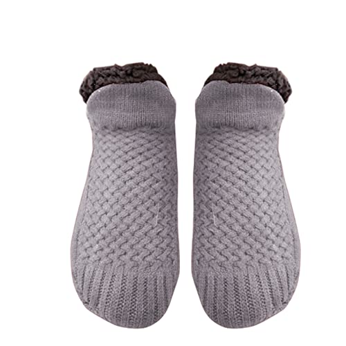 Cocila Lustige Socken Hausschuhe Gewebte Thermosocken Für Damen Rutschfeste Innensocken Aus Samt Innenhausschuh Thermo- Und Sockensocken Ballerina Mit Spitze Tennissocken Schwarz Grey L Schwarze von Cocila