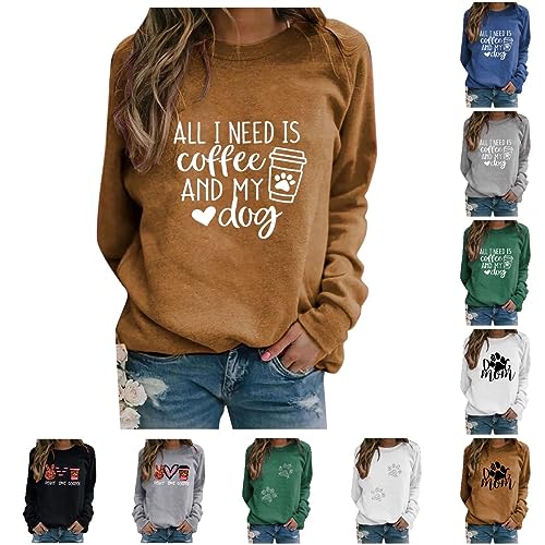 Cocila Pullover Damen Langarm Tshirt Große Größen Tunika Tops Lang Teenager Mädchen Oberteile Top Rundhals Bedruckte Pullover Longshirt Bluse Locker Passform Oberteile Tops von Cocila