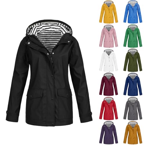 Cocila Regenjacke Damen Wasserdicht Atmungsaktiv Windbreaker mit Kapuze Dünne Leicht Jacke Winddicht Regenmantel Wanderjacke Kapuzenpullover Übergangsjacke für Wandern Radfahren Camping Reisen von Cocila