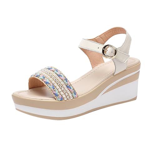 Cocila Single Day 2025 Angebote Platform Sandals For Women Stoff Flip Flop Schuhe Damen Bequeme Weiße Sandalen Holzpantoffeln Herren Sandaletten Schwarz Pantoletten Weiß Hausschuhe Breite Fuesse Kork von Cocila