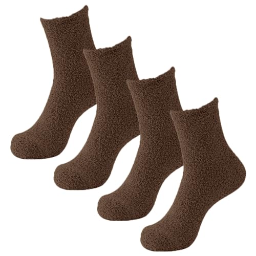 Cocila Sneaker Socken Damen Herren Flauschige 2 Paar Gemütliche Slipper Lässige Für Warme Weiche Hüttenstrümpfe Bequeme Schlafsocken 39-42 Baumwolle Kaffee Einheitsgröße Tennissocken Weiß Weisse von Cocila