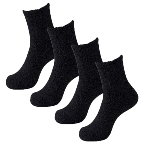 Cocila Sneaker Socken Damen Herren Flauschige 2 Paar Gemütliche Slipper Lässige Für Warme Weiche Hüttenstrümpfe Bequeme Schlafsocken Weisse Tennissocken Schwarz Einheitsgröße Hoch 39-42 Lange 35 von Cocila