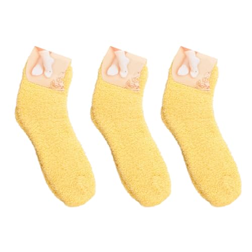 Cocila Socken Herren Damen Flauschige Gemütliche Slipper-Socken Für Warme Weiche Winter-Plüsch-Schlafsocken Yoga 35-38 Sportsocken Schwarz 39-42 43-46 Lang 42-43 Gelb Einheitsgröße Strümpfe Gym von Cocila