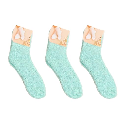 Cocila Socken Herren Damen Flauschige Gemütliche Slipper-Socken Für Warme Weiche Winter-Plüsch-Schlafsocken Yoga 35-38 Strümpfe 35-38 Lange Weisse Tennissocken Grün Einheitsgröße Weiß 39-42 von Cocila