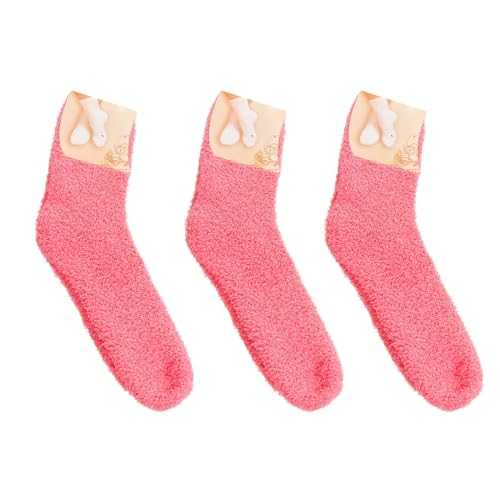 Cocila Socken Herren Damen Flauschige Gemütliche Slipper-Socken Für Warme Weiche Winter-Plüsch-Schlafsocken Yoga 35-38 Tennissocken 39-42 Bunt Weisse Wassermelonenrot Einheitsgröße Schwarz Hoch von Cocila