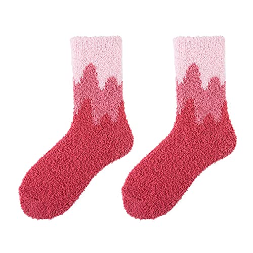 Cocila Socken Herren Damen Fuzzy-Socken Für Hausschuhe Winter Flauschige Kabine Warmes Weiches Korallen- Bequeme Wellen-Print Mittlere Heimsocken Witzige 35-38 G Einheitsgröße Weiss 39-42 Weiß von Cocila