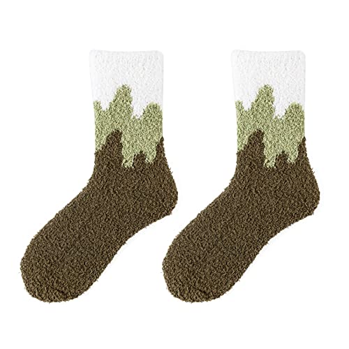 Cocila Socken Herren Damen Fuzzy-Socken Für Hausschuhe Winter Flauschige Kabine Warmes Weiches Korallen- Bequeme Wellen-Print Mittlere Heimsocken Witzige 42-44 C Einheitsgröße Sport 35-38 von Cocila