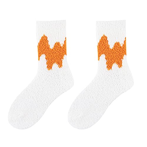 Cocila Socken Herren Damen Fuzzy-Socken Für Hausschuhe Winter Flauschige Kabine Warmes Weiches Korallen- Bequeme Wellen-Print Mittlere Heimsocken Witzige E Einheitsgröße Tennis 35-38 Schwarze von Cocila