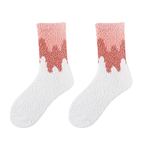 Cocila Socken Herren Damen Fuzzy-Socken Für Hausschuhe Winter Flauschige Kabine Warmes Weiches Korallen- Bequeme Wellen-Print Mittlere Heimsocken Witzige F Einheitsgröße Weiße Lange Weisse von Cocila